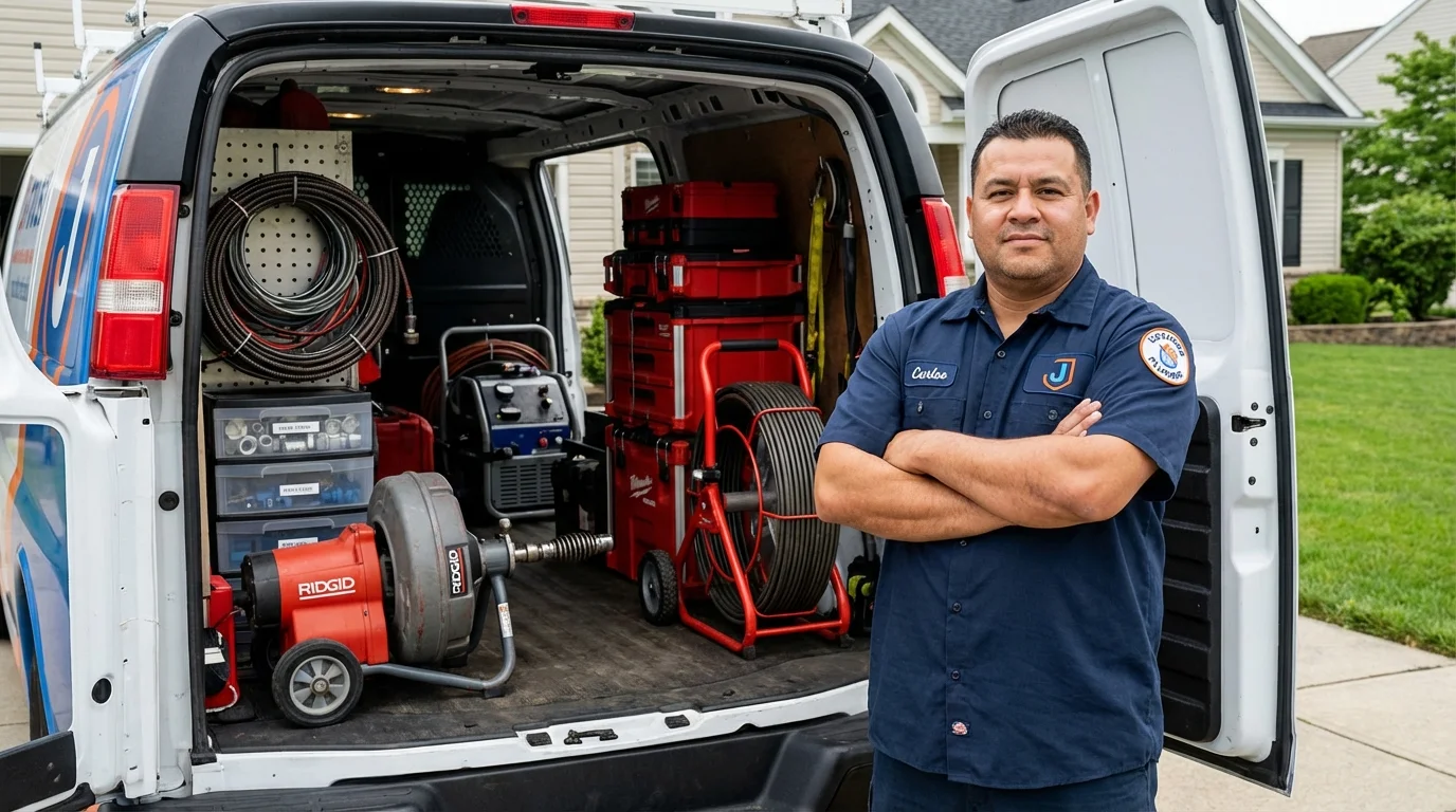 Professional drain cleaning equipment and Johns Plumbing LLC plumber in Fresno