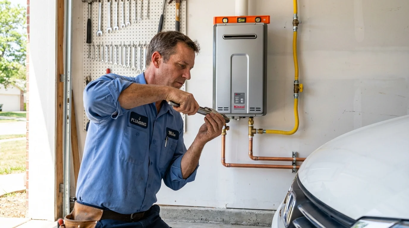 Tankless water heater installation by a Johns Plumbing LLC plumber in Fresno
